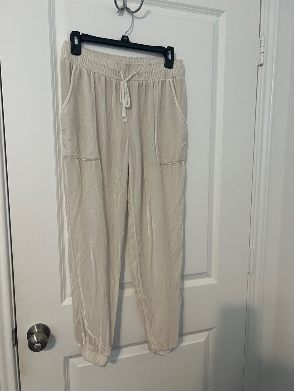 Young Fabulous and Broke Cream crushed velvet like Drawstring Jogger Pants